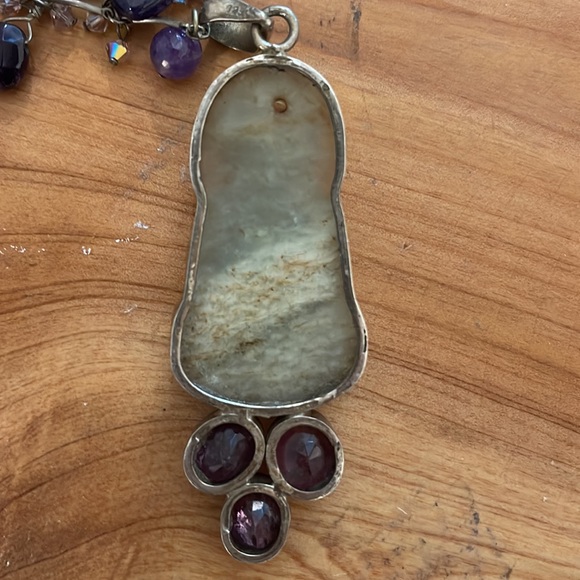 BUDDAH CARVED AMETHYST NECKLACE Soapstone STUNNING statement piece!! - Picture 6 of 7